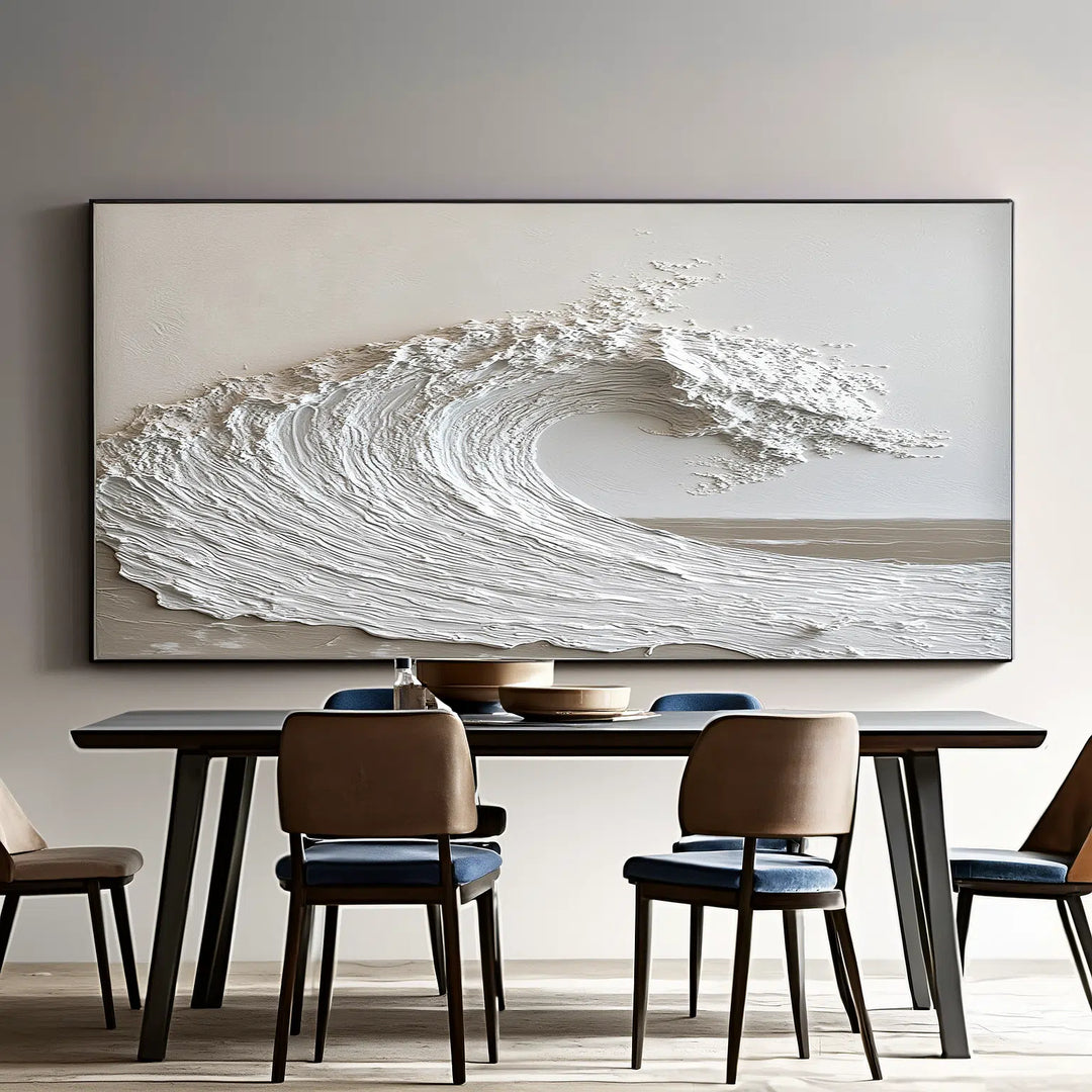 Wabi Sabi White Ocean Wave Wall Art #WA001